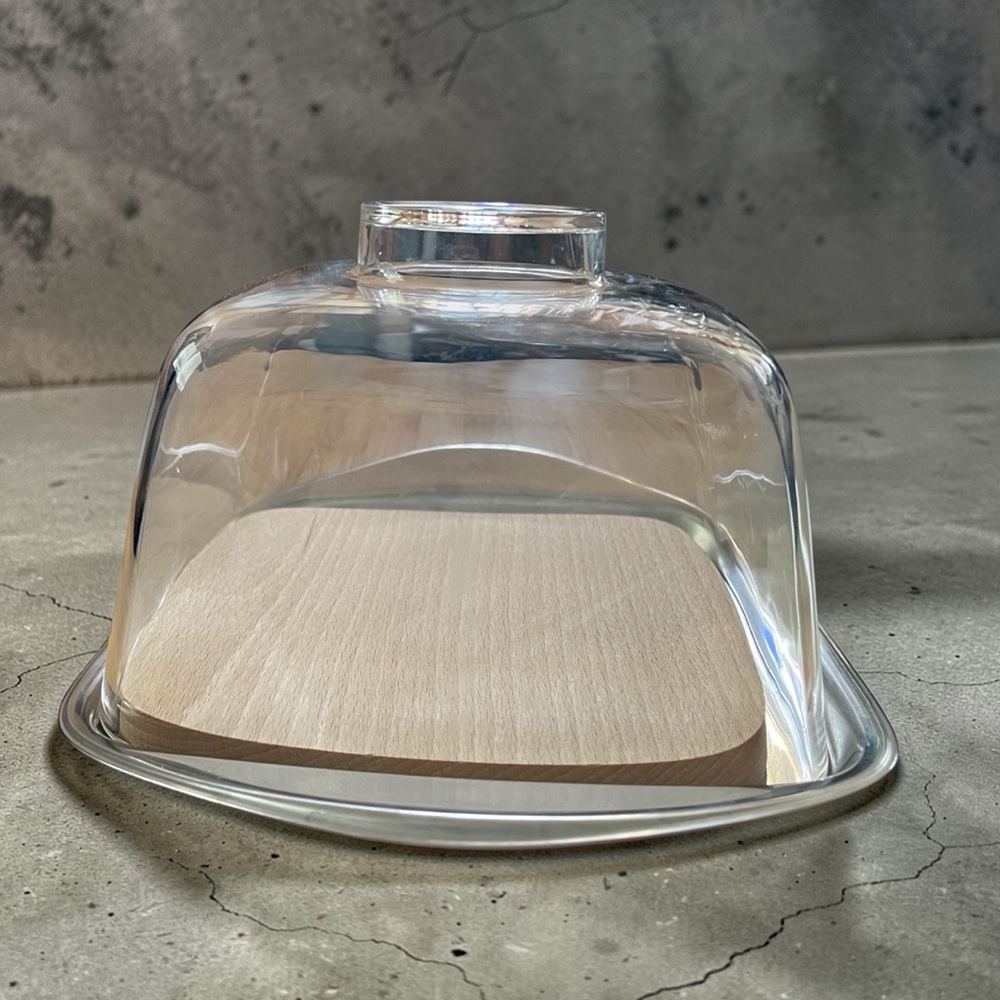 WMF Cromargan cheese dome, plastic lid, removable board, and stainless pan